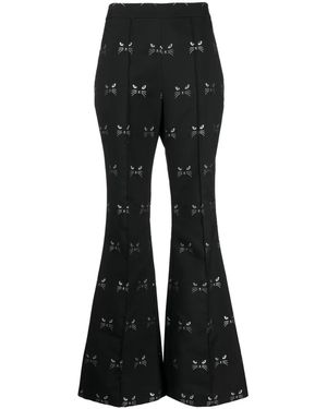 Macgraw Pantaloni Circa 72 Svasati Jacquard - Nero