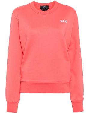 A.P.C. Logo-Print Cotton Sweatshirt - Pink