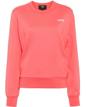 A.P.C. Logo-Print Cotton Sweatshirt - Pink