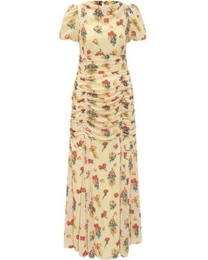 De La Vali Floral-Print Maxi Dress - Metallic