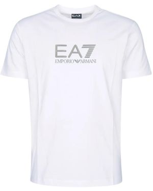 EA7 Logo-Print Cotton T-Shirt - White