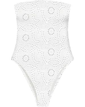 MC2 Saint Barth Broderie-Anglaise Bandeau Swimsuit - White