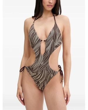 Guess Costume Da Bagno Con Stampa - Marrone
