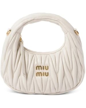 Miu Miu Wander Matelassé Leather Mini Bag - White