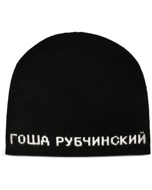 Gosha Rubchinskiy Logo-Knit Beanie Hat - Black