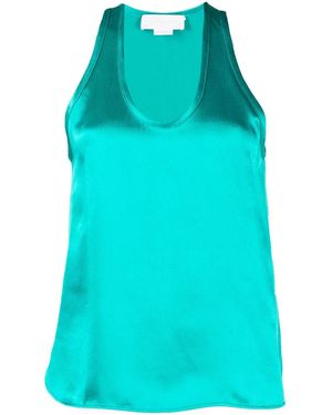 Genny Satin Scoop-Neck Tank Top - Blue