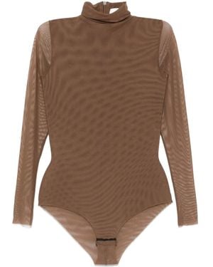 Atu Body Couture Mesh-Design Bodysuit - Brown