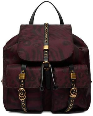 Pinko Patterned-Flap Backpack - Purple