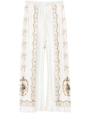 CAMILLA Dressing Room Drama Floral-Print Bow Trousers - White