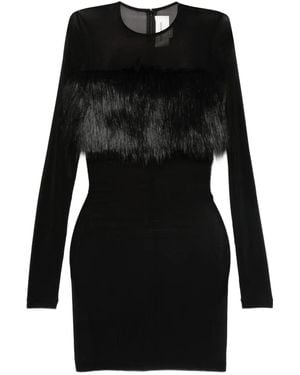 Burc Akyol Minikleid mit Faux-Fur-Besatz - Schwarz