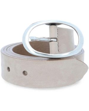 BGM LABEL Oval-Buckle Leather Belt - White