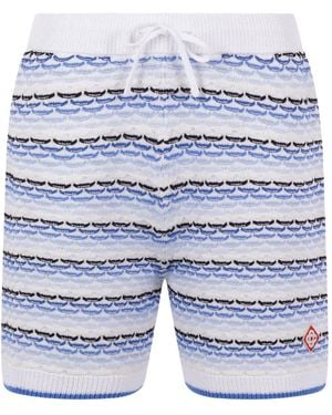 CASABLANCA Striped Diamond-Logo Shorts - Blue
