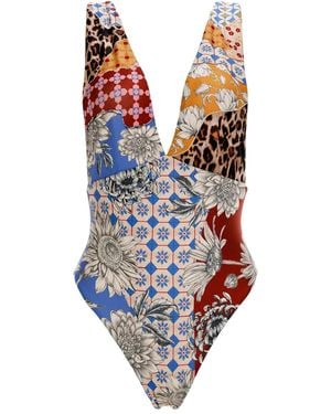 Agua Bendita Tulipa Quilt Swimsuit - Blue