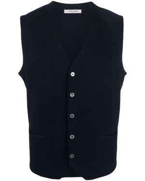 Fileria Button-Down Cotton Gilet - Blue