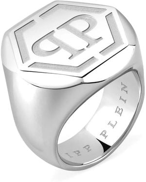 Philipp Plein Edge Ring Mit Sechseckigem Design - Weiß