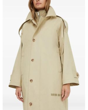 Notes Du Nord Embroidered-Logo Buttoned Coat - Natural