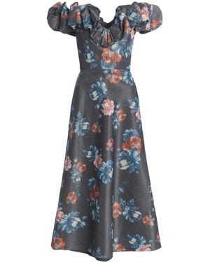 Markarian Floral Ikat-Print Midi Dress - Blue