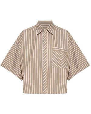 Rag & Bone Marin Striped Short-Sleeve Shirt - Natural