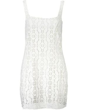 Desigual Robe Courte À Fleurs En Dentelle - White