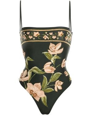 Agua Bendita Bañador con estampado floral - Verde