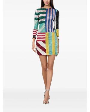 Alice + Olivia Sequin Stripe Mini Dress - Red