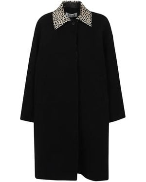 Rohe Abrigo Oversize Con Cuello Con Motivo De Guepardo - Negro