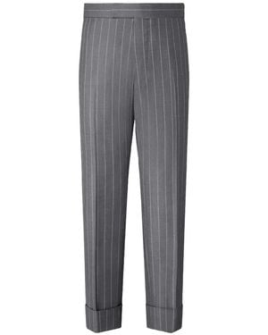 Thom Browne Flannel Chalk Stripe Pants - Gray