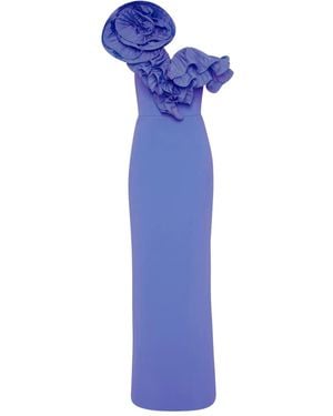 Rebecca Vallance Asymmetrisches Maxikleid mit Rüschen - Blau