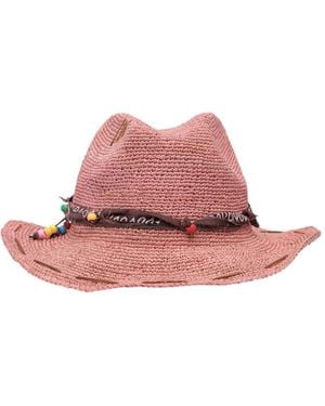 The Hat Gang Beaded Crochet Fedora Hat - Pink