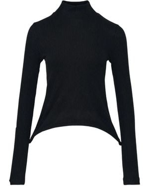 Melitta Baumeister Ribbed-Knit Asymmetric Sweater - Black