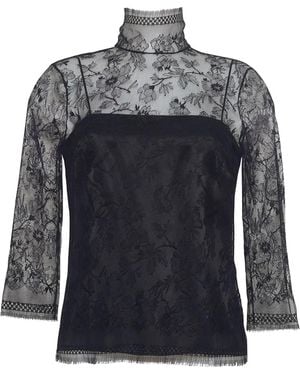 Adam Lippes Floral-Lace Top - Black