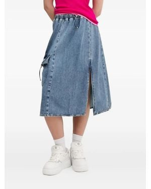 Moschino Drawstring Pocket Denim Midi Skirt - Blue