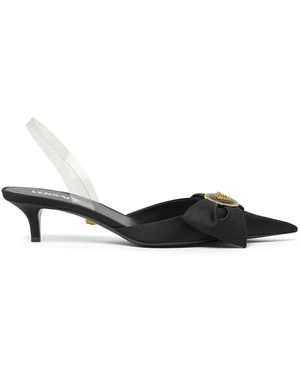 Versace Satin Slingback Court Shoes - Black