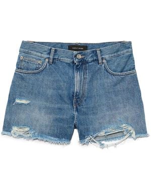 Purple Brand Shorts Denim Con Effetto Vissuto - Blu