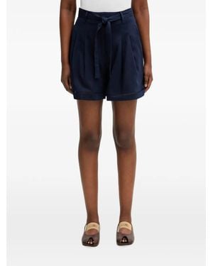 Lacoste Belted Pleated Shorts - Blue