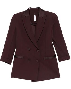 Imperial Double-Breasted Satin-Trim Jacket - Purple