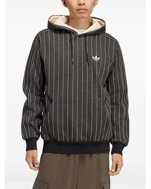 adidas Pinstripe-Pattern Hoodie - Grey