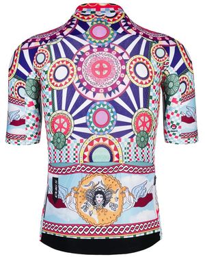 Q36.5 Geometric-Pattern Cycling Vest - Blue
