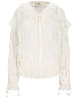 Isabel Marant Broderie-Anglaise Ruffled Blouse - White