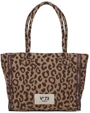 V73 Animal-Print Tote Bag - Brown