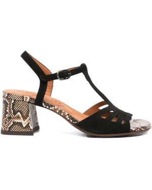 Chie Mihara 60Mm Lareina Leather T-Bar Block-Heel Sandals - Metallic