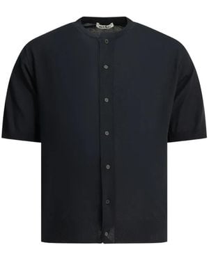 AURALEE Button-Up Short-Sleeve Shirt - Blue