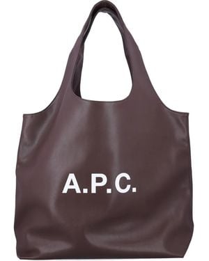 A.P.C. ロゴプレート ハンドバッグ - パープル