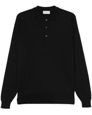John Smedley Poloshirt Met Lange Mouwen - Zwart