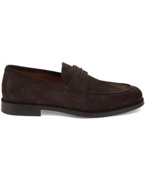 ZEGNA Suede Penny-Strap Loafers - White