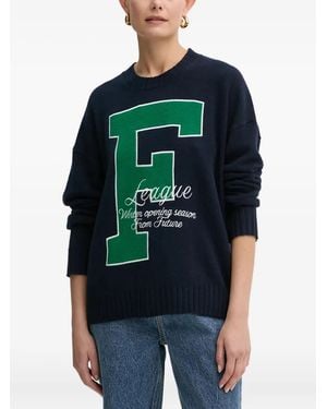 From Future Kaschmirpullover Mit Buchstaben-Print - Blau