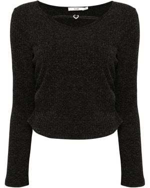 B+ AB Cut-Out Ribbed Top - Black