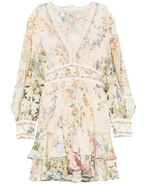 CAMILLA Floral-Print Tiered Mini Dress - White