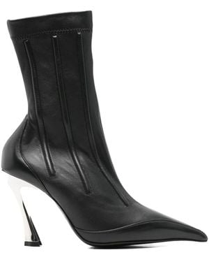 Mugler 95Mm Leather Ankle Boots - Black