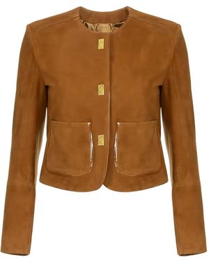 Elisabetta Franchi Jacke Mit Aufgesetzter Tasche - Braun